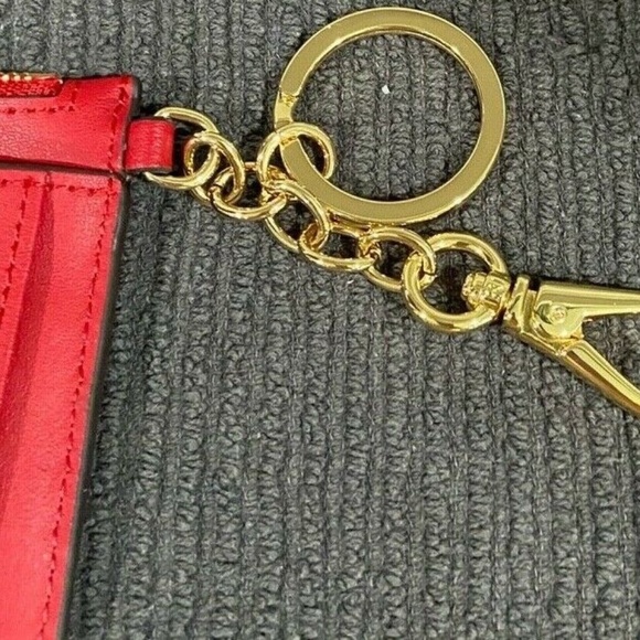 RALPH LAUREN RED SLIM LEATHER WALLET COIN KEY CHAI - Picture 4 of 4
